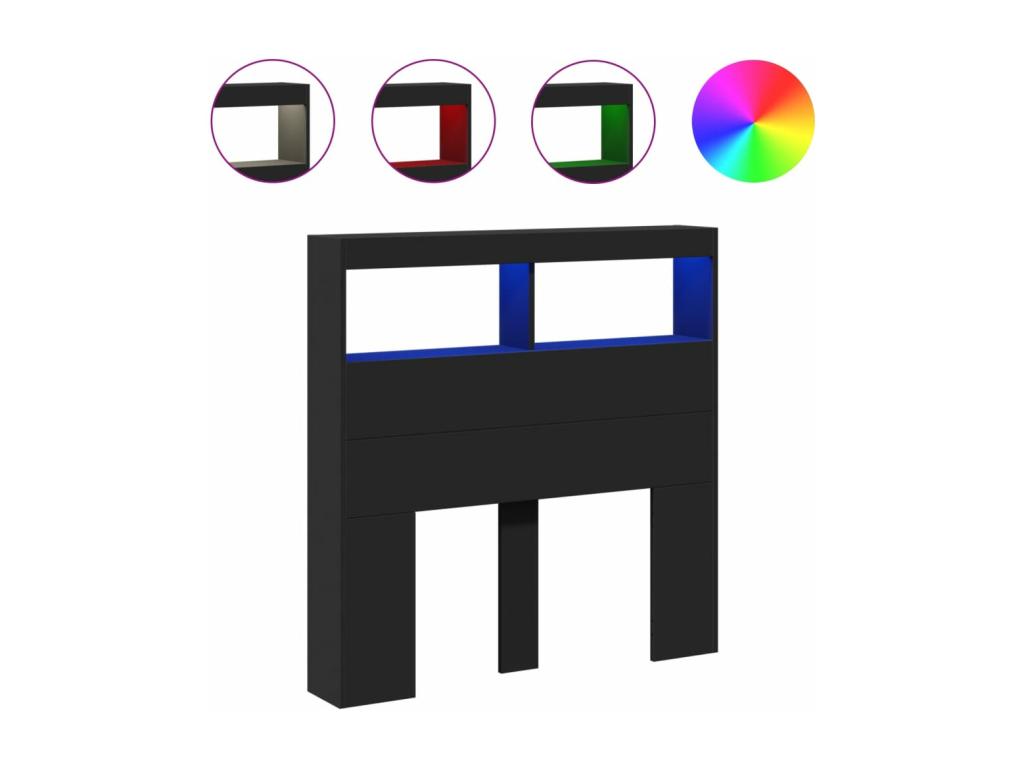 Black LED Headboard Wardrobe 100x17x102 cm QSVJ80492