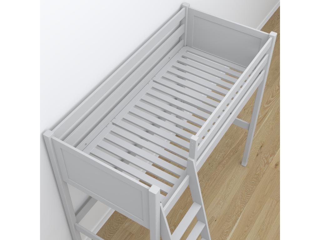 Wooden loft bed - with desk N04 Grey 90x200 BOLU49271