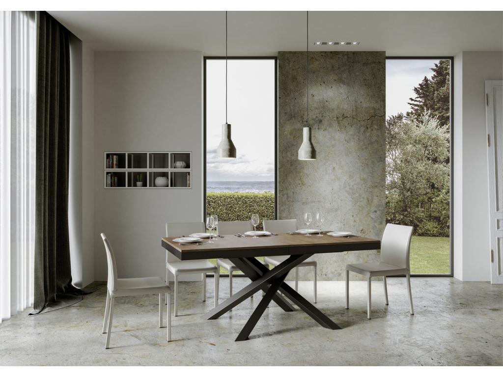 Extendable table 90x160/264 cm Volantis Evolution Walnut Anthracite frame RWTU65596