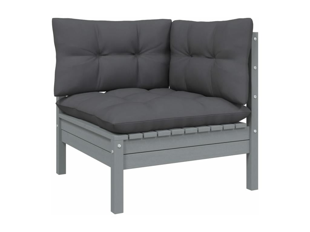 2-seater garden sofa and cushions, Grey, Solid pine wood, YFOF34363
