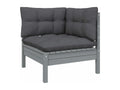 2-seater garden sofa and cushions, Grey, Solid pine wood, YFOF34363