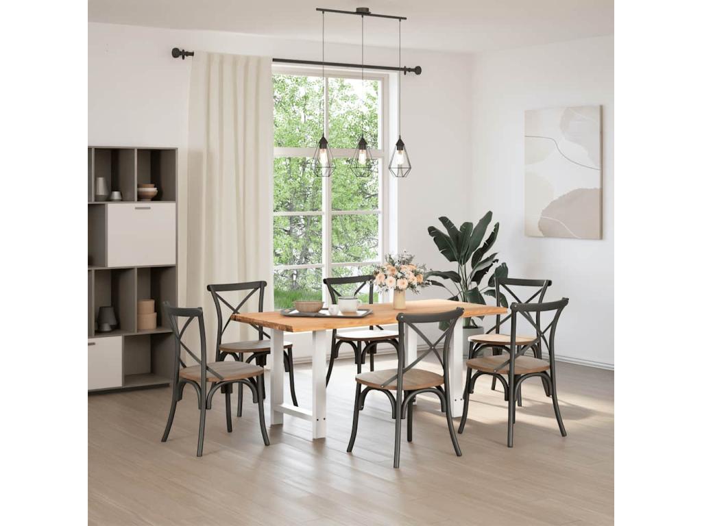 Light brown rectangular solid oak dining table JRPK66956