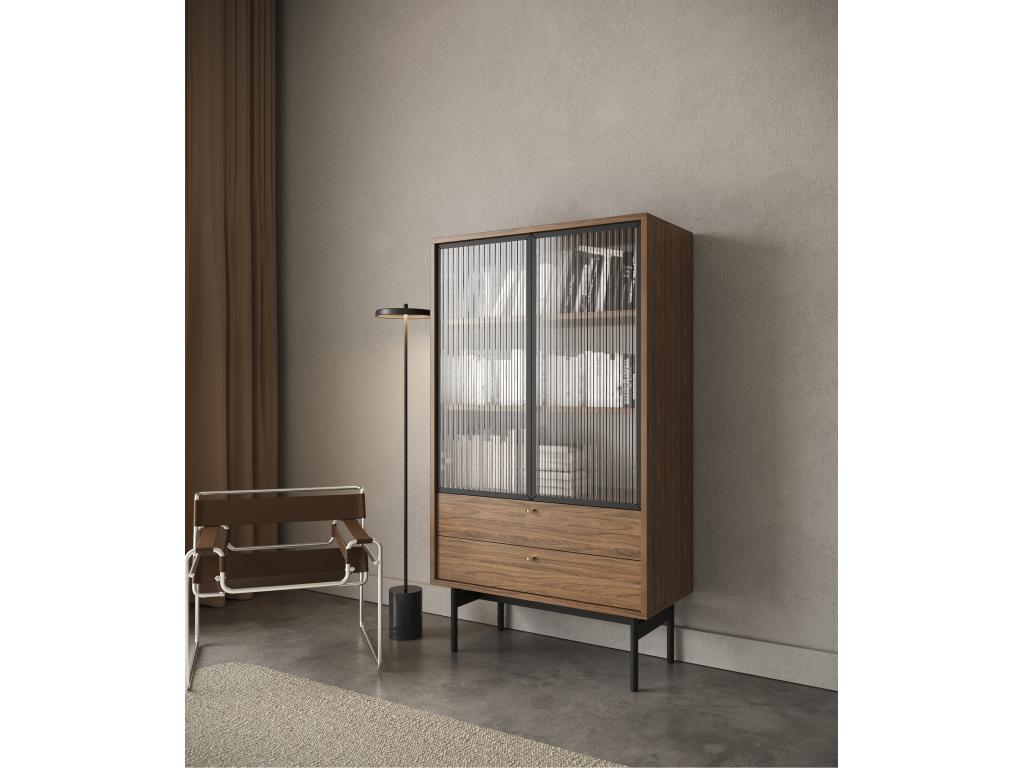 Low display cabinet - 85cm - with two drawers - Luxameub natural walnut - Luxameub TCHL07979