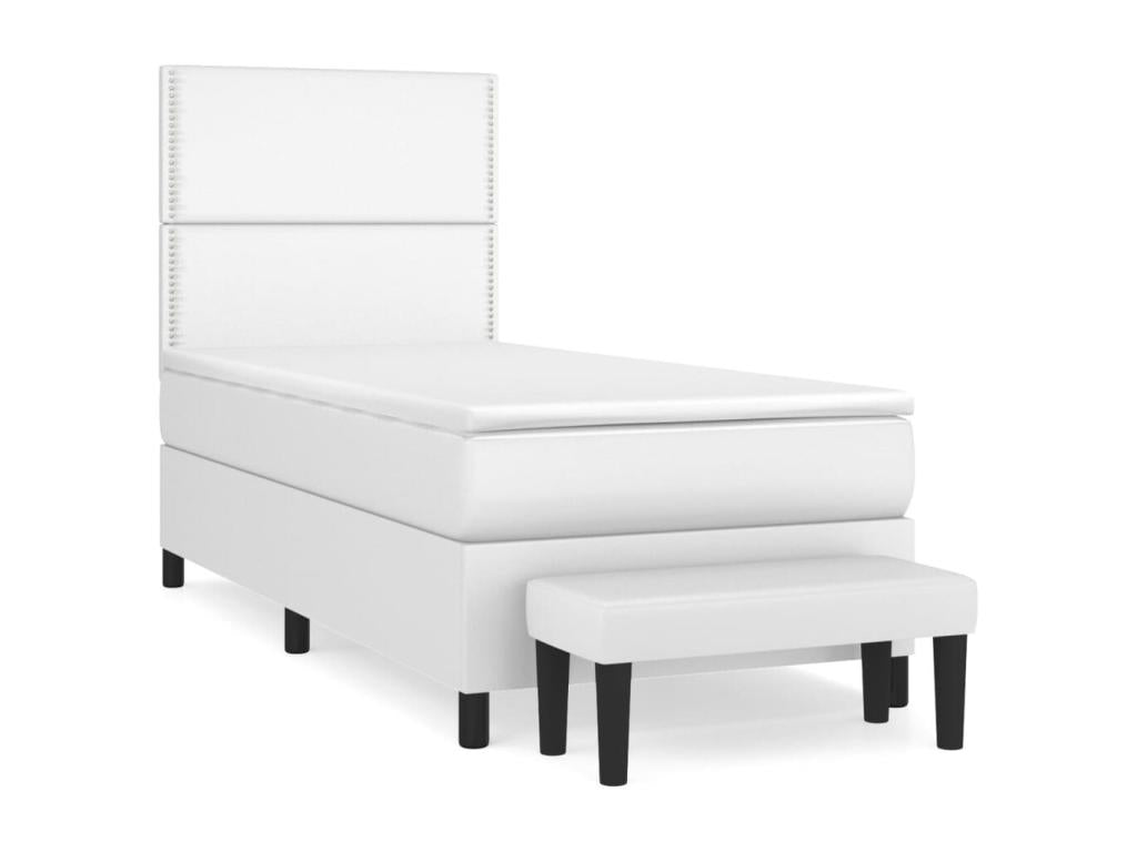 Cosymeub bed base with mattress, white, 90x190 cm, faux leather, XDHG97653