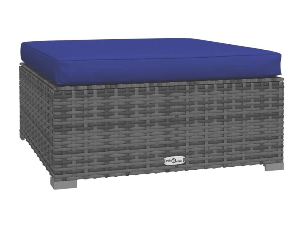 5-piece garden furniture set with cushions, grey woven resin RNJE78323