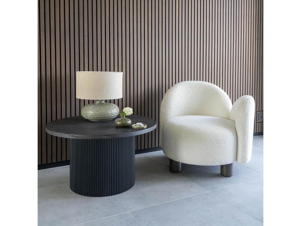 Luxameub - Round Coffee Table 80cm with Luxameub MDF Legs, Dark Wood Effect MOYM08035