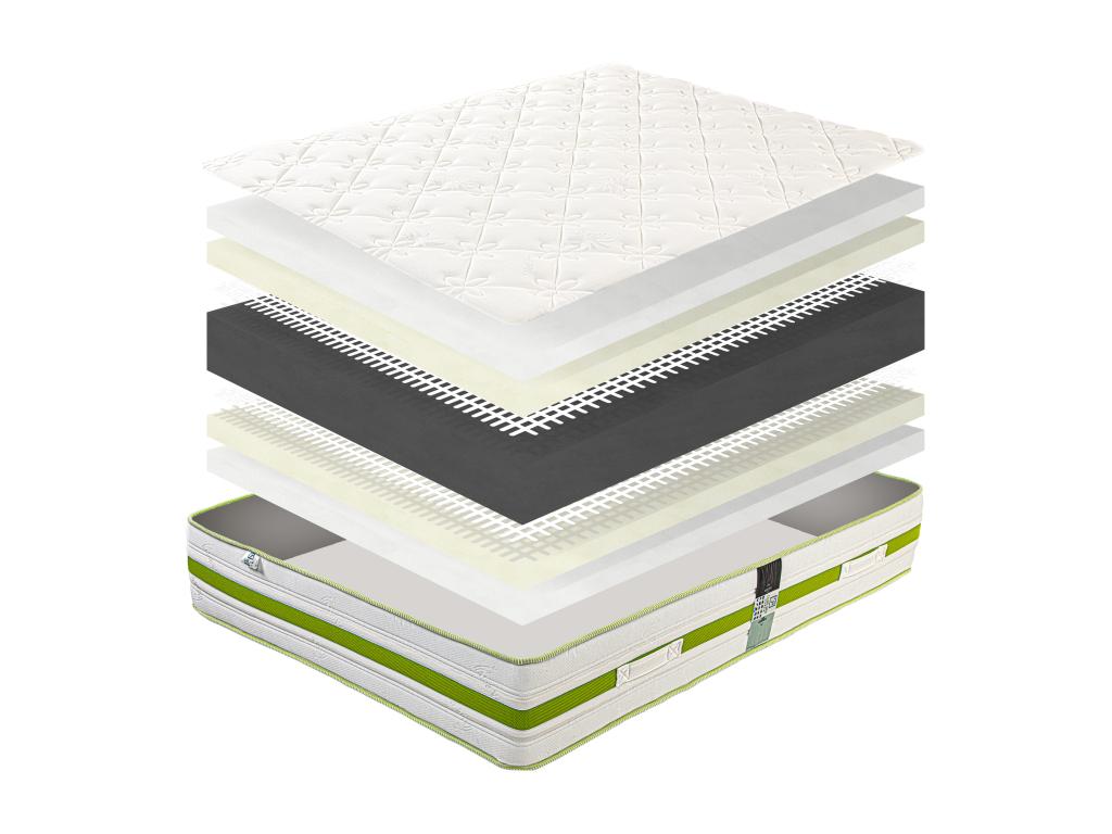 PINPAI 140x190 cm Mattress Set with 30 cm Grey Slatted Base, 2 Pillows, and Duvet RDCF90840