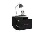 Black bedside table 40x34x35 cm Solid pine wood QHLF66198
