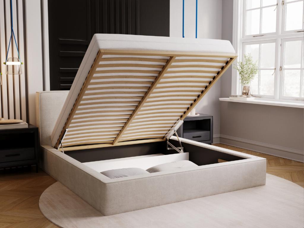 Upholstered bed with storage - 120x200 - double bed - velvet - light grey - Luxameub KOSB37795