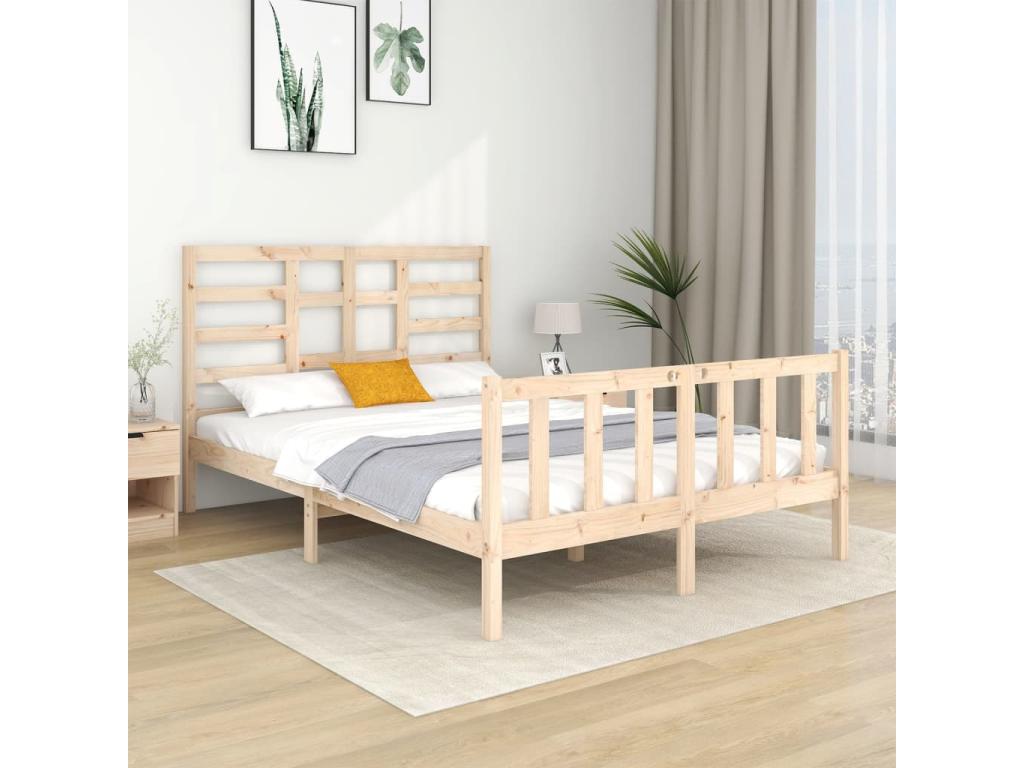 Solid wood bed frame 135x190 cm Double GRUZ05856