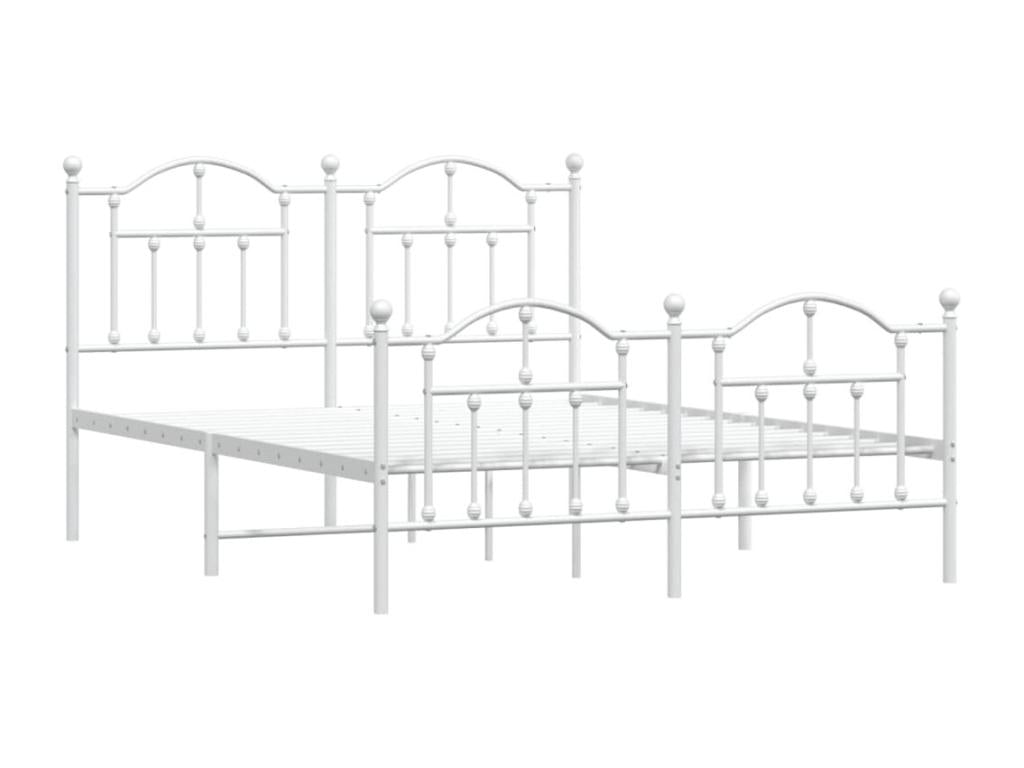 Metal bed frame with headboard and footboard, white, 140x200 cm, YUJL18479