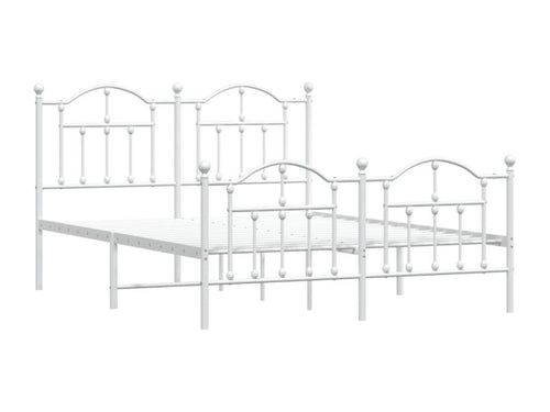 Metal bed frame with headboard and footboard, white, 140x200 cm, YUJL18479