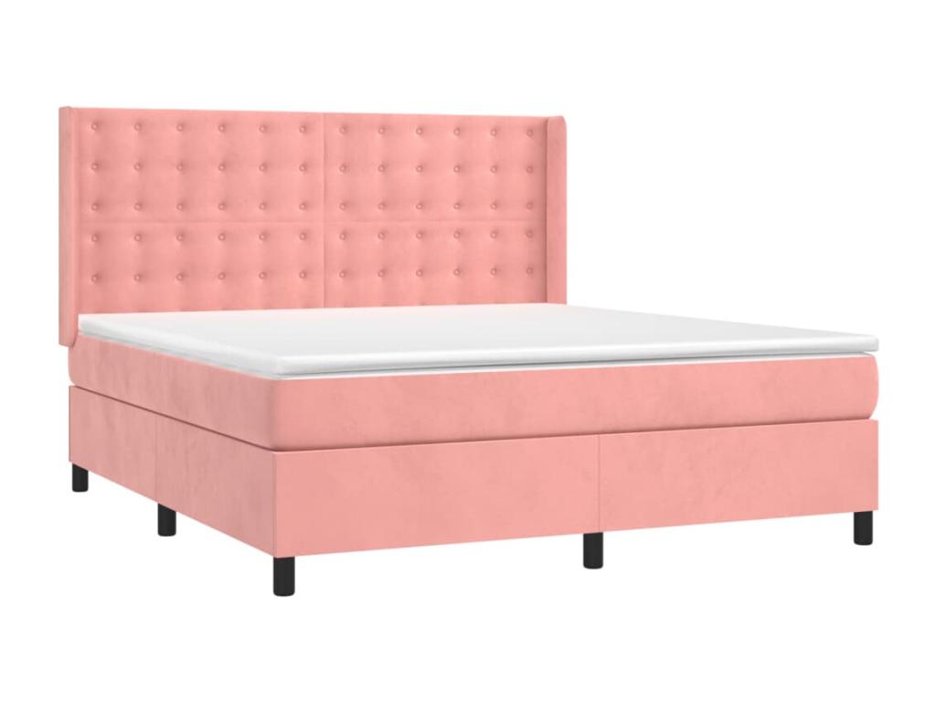 Upholstered bed base with mattress, Pink, 180x200 cm, Velvet, VQTE49571