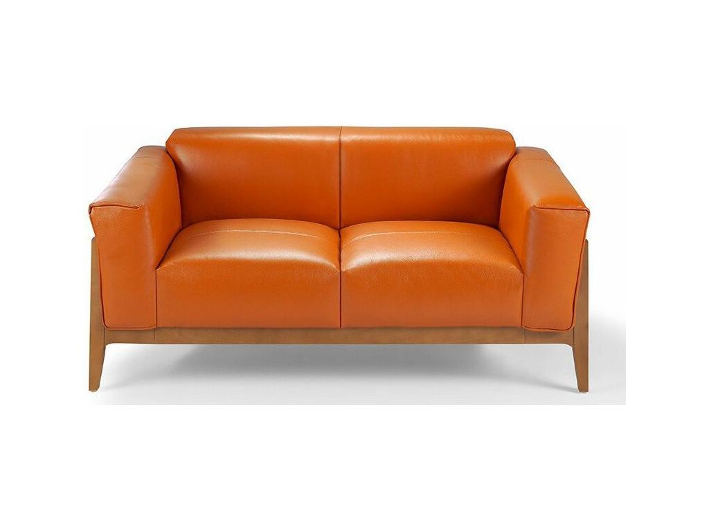 Luxameub 3-seater sofa in walnut wood and leather - Colour Luxameub 28 Mauve NYJT27192