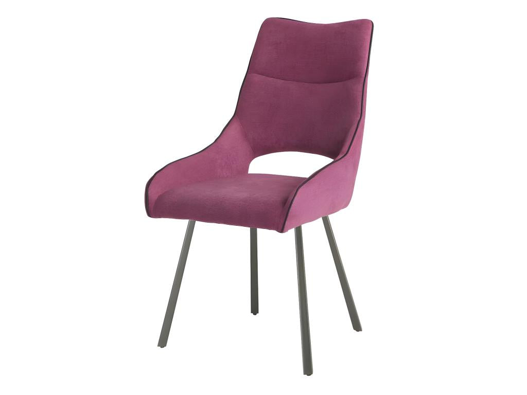 Set of four pink metal/fabric chairs - Luxameub MMCH64125