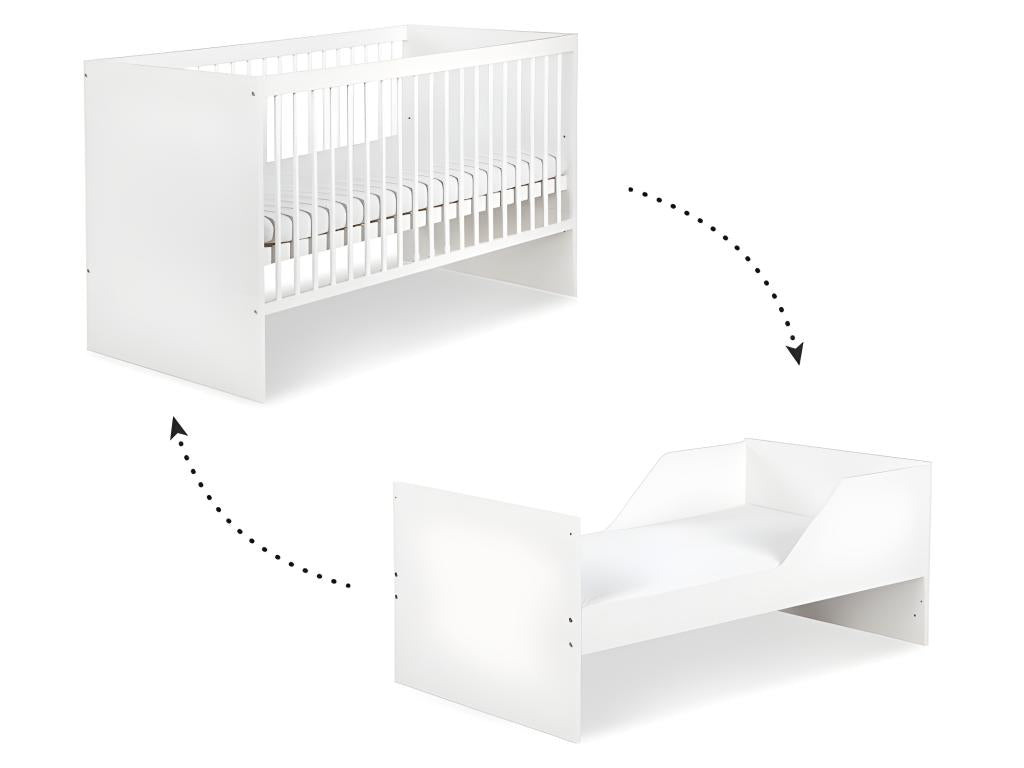 Complete nursery set: convertible cot, changing table, and 3-door wardrobe PINPAI by Luxameub - White BYIT36813