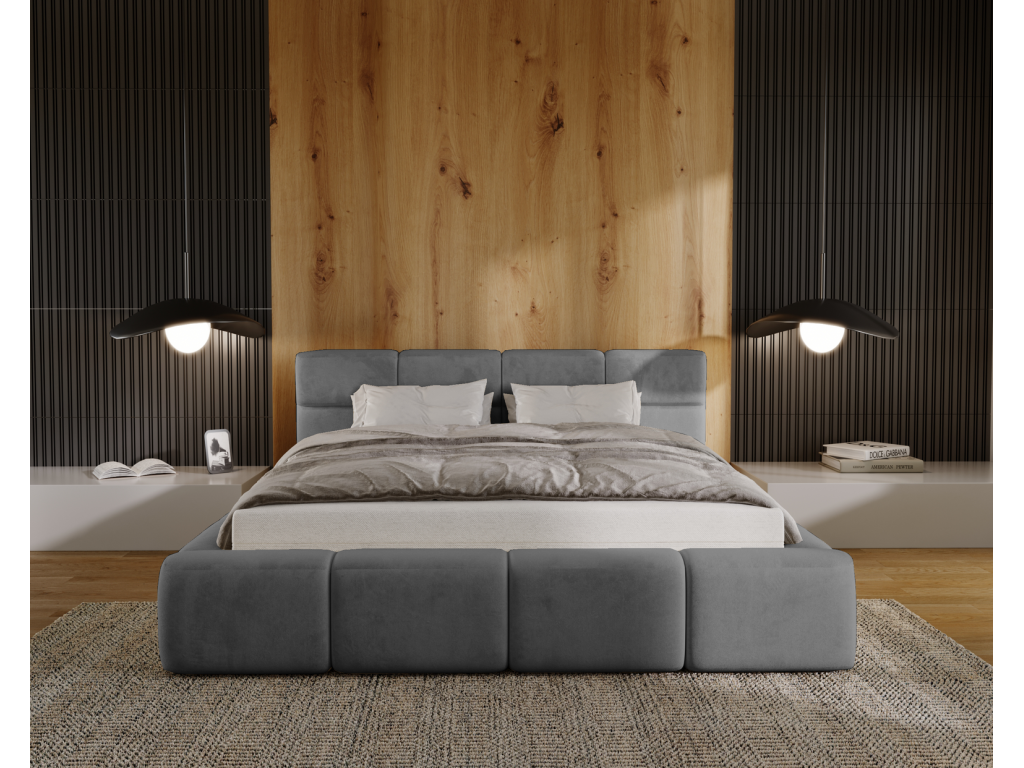 Luxameub Storage Bed 180x200 cm Luxameub - Upholstered Bed with Storage, Grey Luxameub Velvet 2217 ZEOH86789