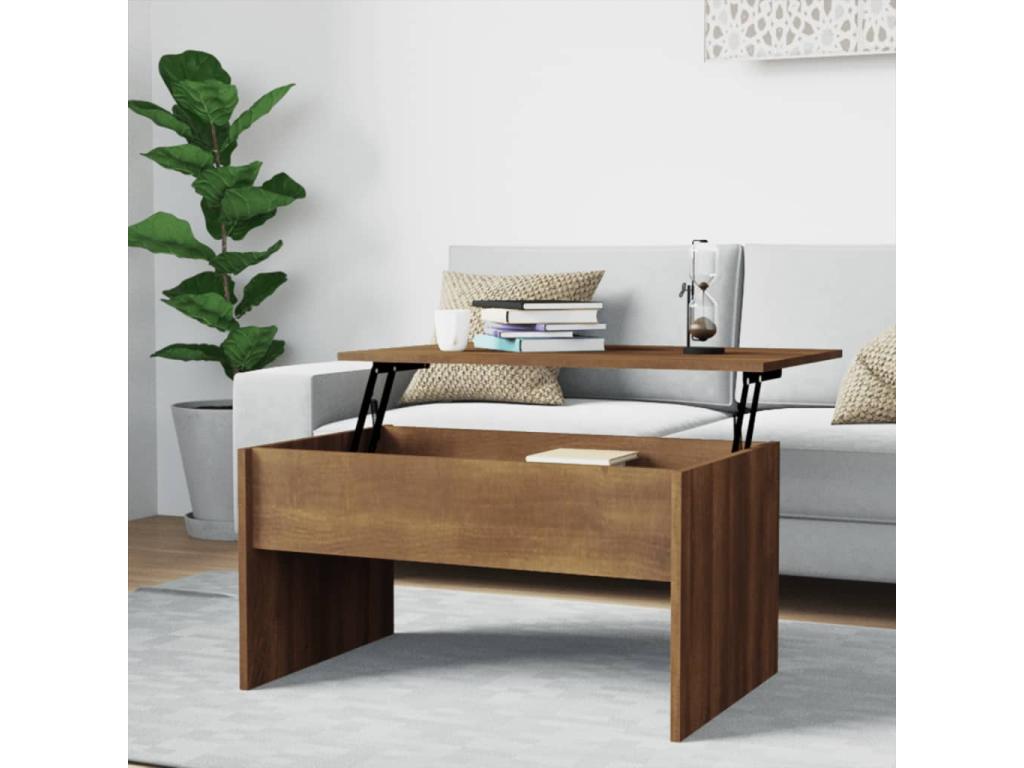 Coffee table, brown oak, 80x50.5x41.5 cm, engineered wood, AOYC44716