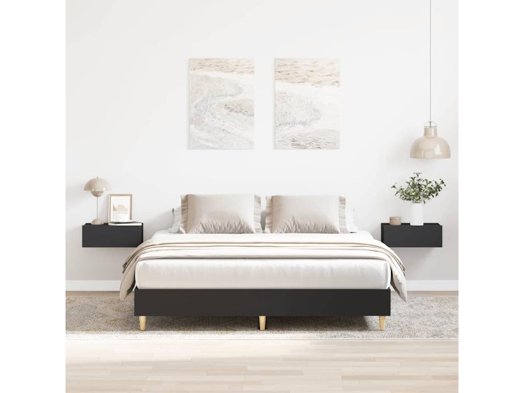 Black engineered wood bed frame without mattress, 140x200 cm BCWD72465