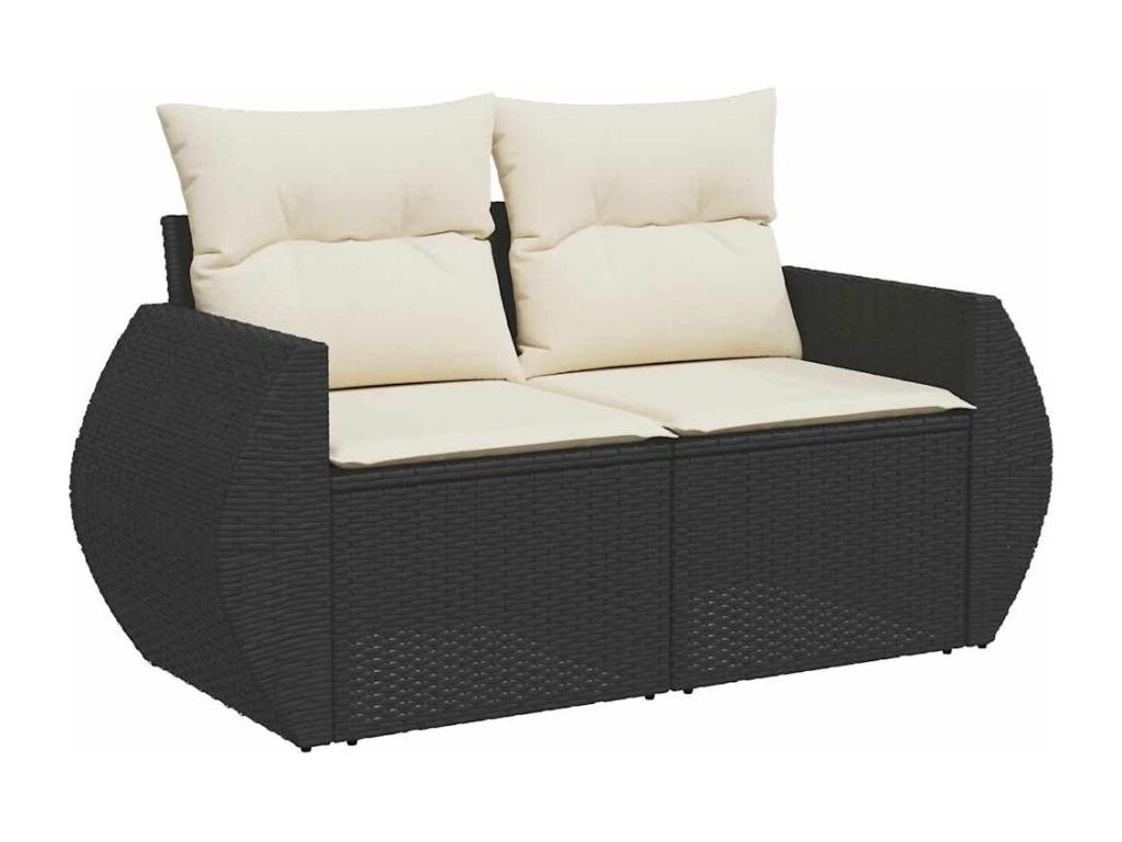 5-piece garden furniture set with cushions, black woven resin URKK57711