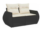 5-piece garden furniture set with cushions, black woven resin URKK57711