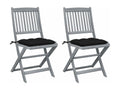 2-Piece Outdoor Folding Chairs with Cushions, Wood, Luxameub VBZI25583