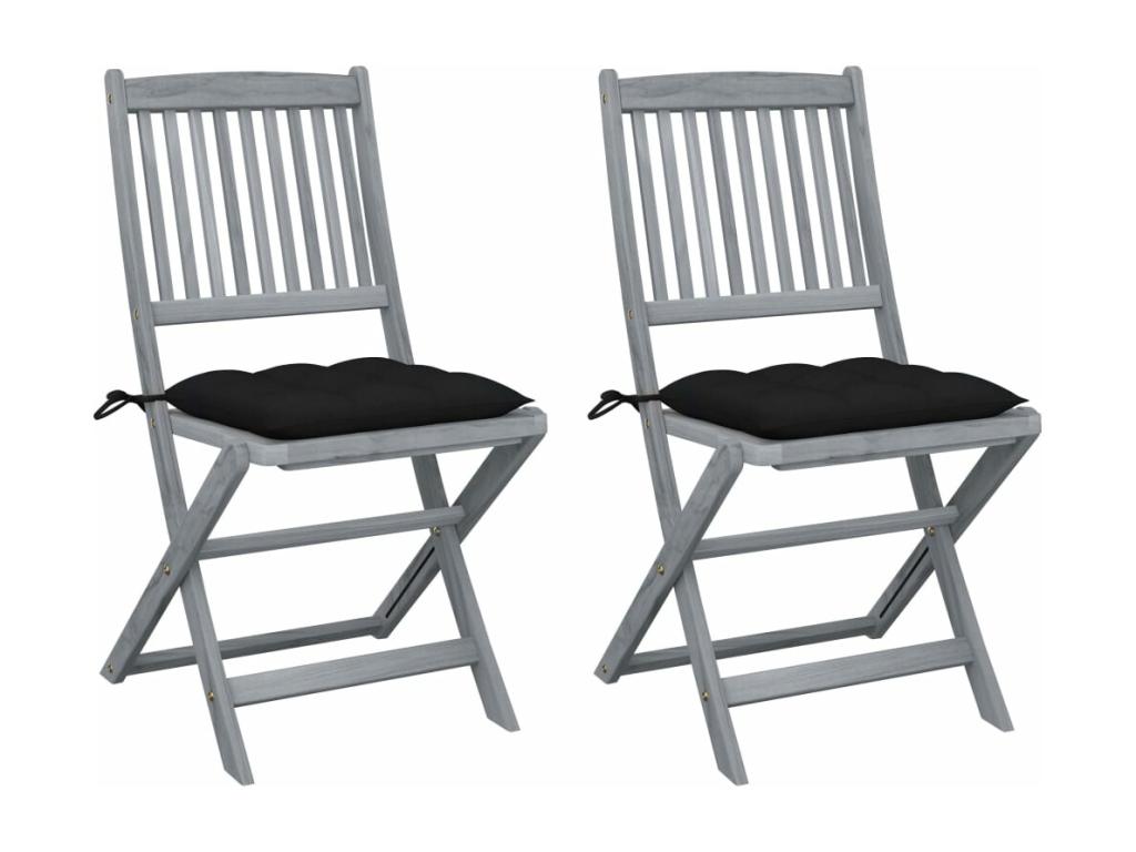 2-Piece Outdoor Folding Chairs with Cushions, Wood, Luxameub VBZI25583