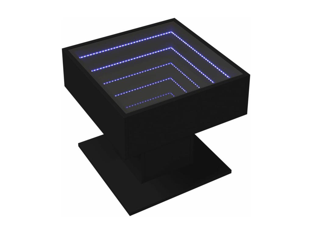 Coffee table with LED, black, 50x50x45 cm, engineered wood, EYLT81652