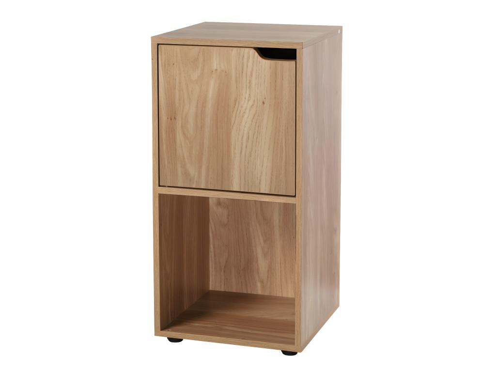 Bedside tables with 2 compartments, wood finish, 1 door - set of 2 EUBN19028