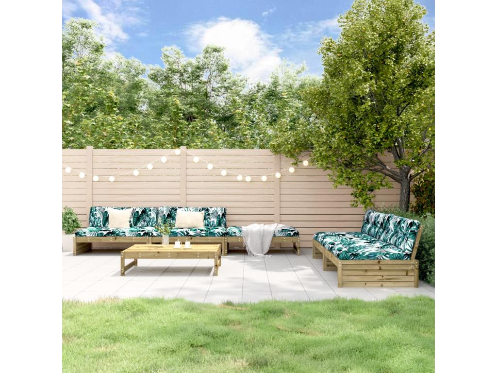 6-piece garden furniture set in impregnated pine wood TMCL83260