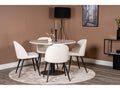 Luxameub 106WHBL table set, white marble top and 4 Velvet chairs in beige and black corduroy. RYDC77440