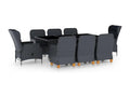9-piece dining set with cushions, dark grey woven resin FVGC76912