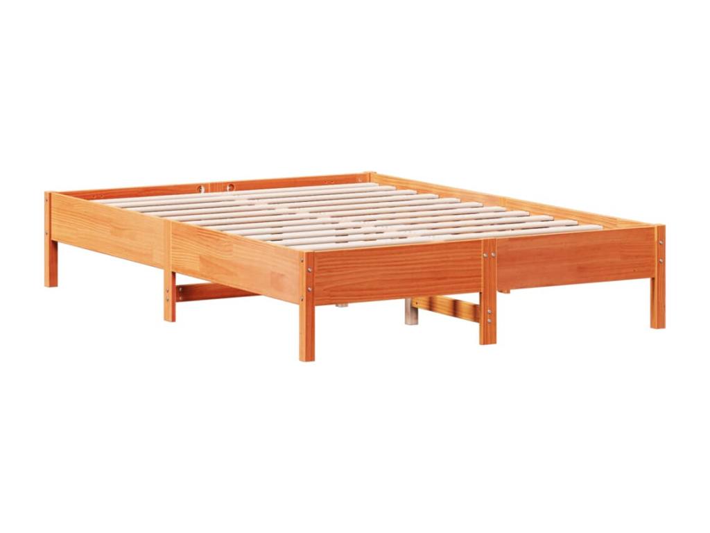 Brown wax bed frame 140x200 solid pine wood DVVE37120