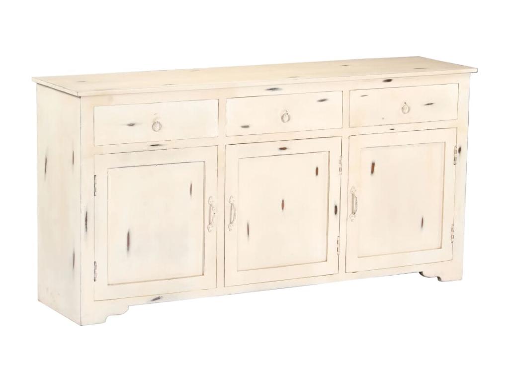 White Buffet 160x40x80 cm Solid Mango Wood BFRR83961