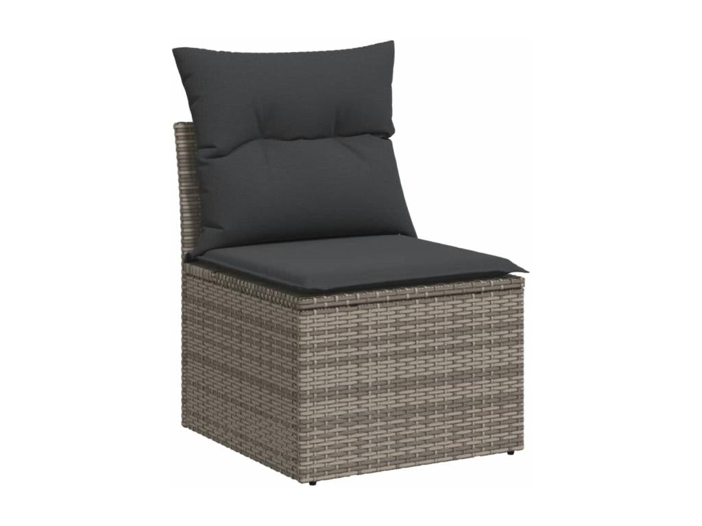 6-piece garden furniture set with grey resin wicker cushions ZKUG24656