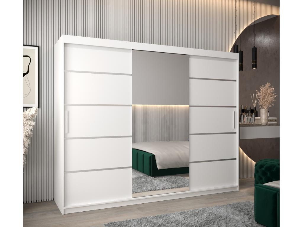 Luxameub 2 Sliding Door Wardrobe 200/250/62 3 Doors White/White YNJY99447