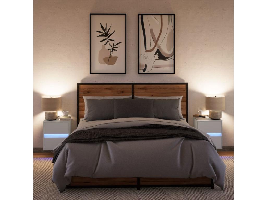 Wall-mounted bedside tables with Luxa Meubères LED lighting, 2 pcs, white PQUH41906