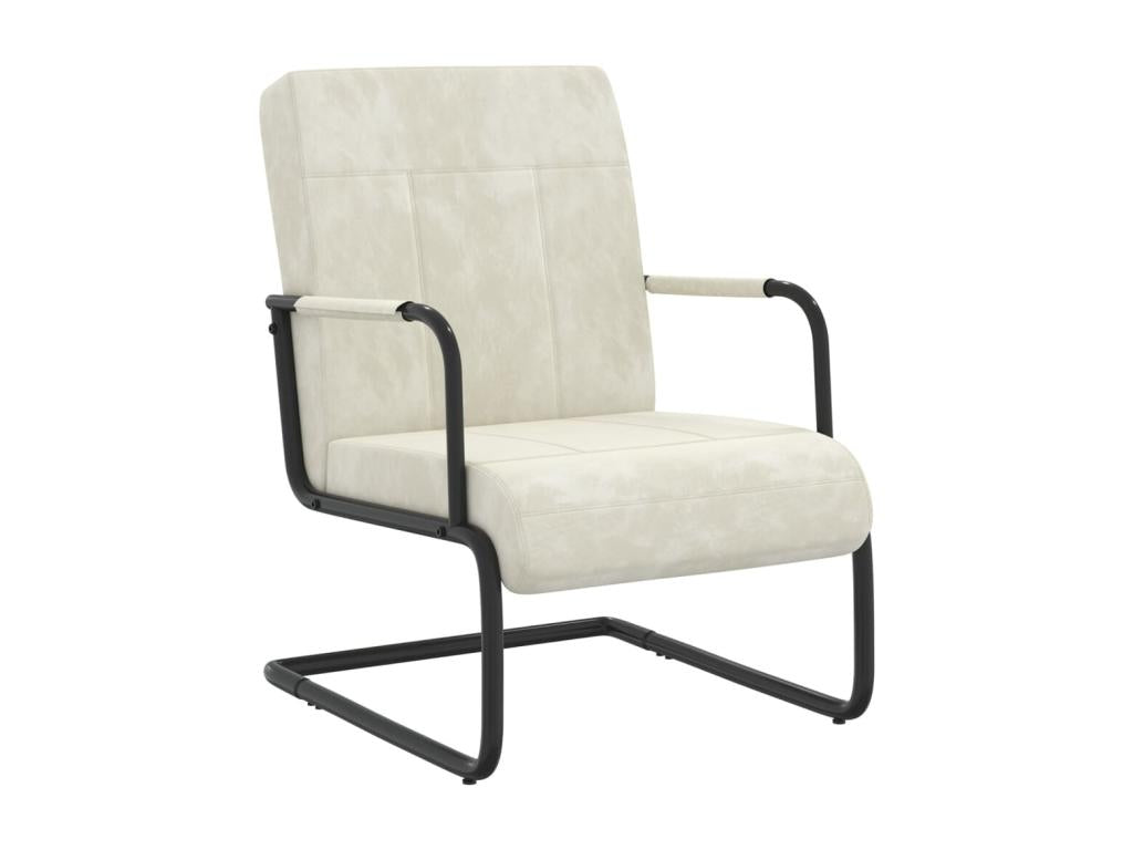 Cream White Velvet Cantilever Chair VPND21776