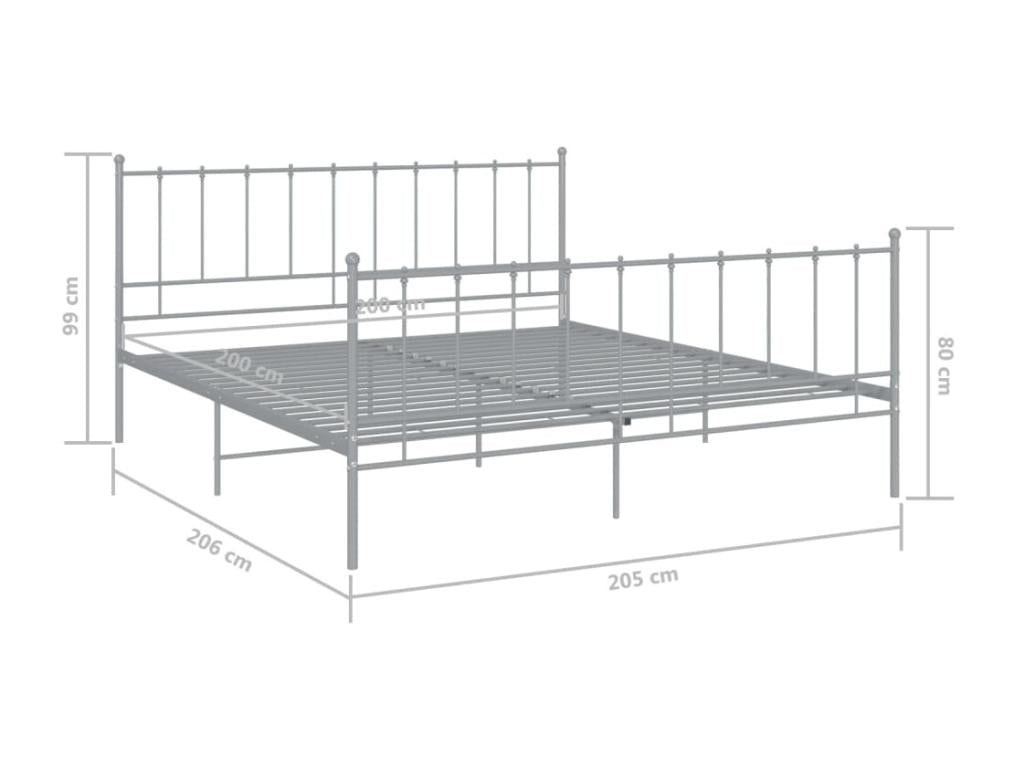 Grey Metal Bed 200x200 WBJQ09626