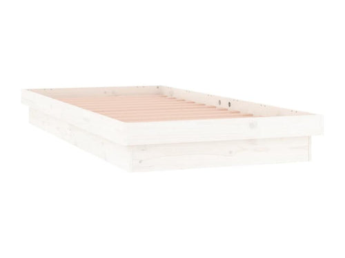 White LED bed frame 75x190 cm small single solid wood YFTT09653