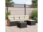 6-piece garden furniture set with cushions, black resin wicker FMCZ24241