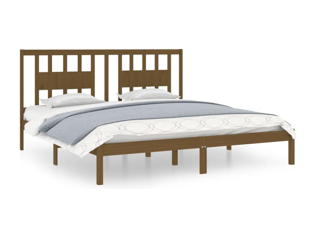 Honey Brown Bed Frame, Solid Pine Wood, 200x200 cm SOMT57602