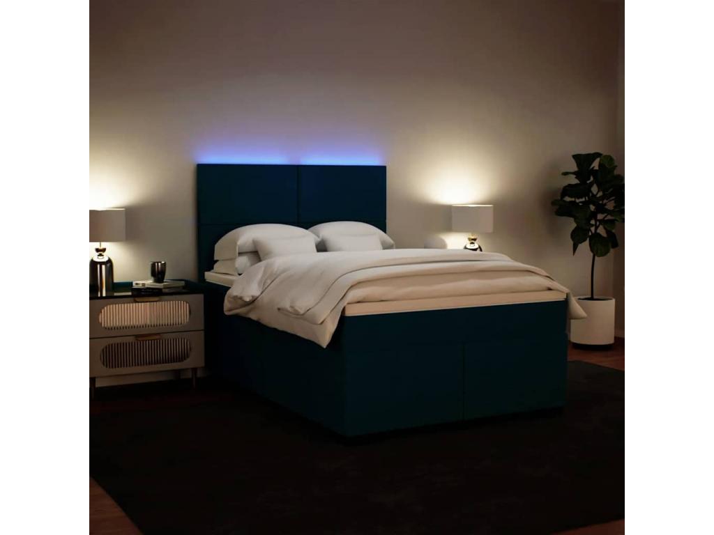 Luxameub bed base and blue 140x190 cm velvet mattress EIRJ85754