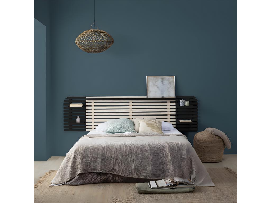 Luxameub - Headboard W.240cm Solid Natural and Black Wood KYST70677