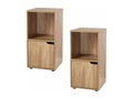 Bedside tables with 2 compartments, wood finish, 1 door - set of 2 EUBN19028