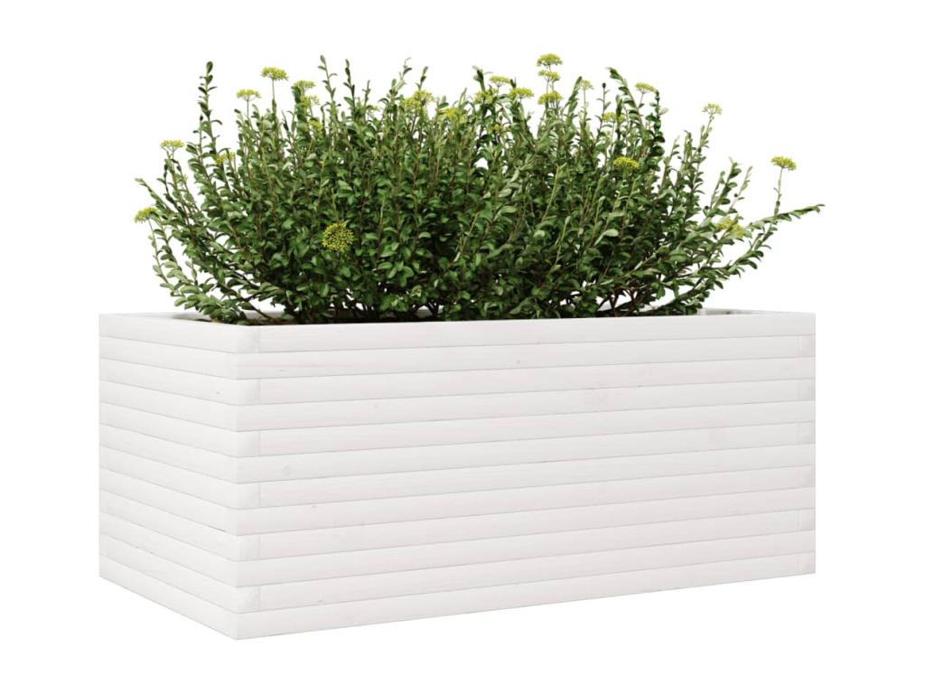 White planter 110x60x45.5 cm solid pine wood JUUK95513