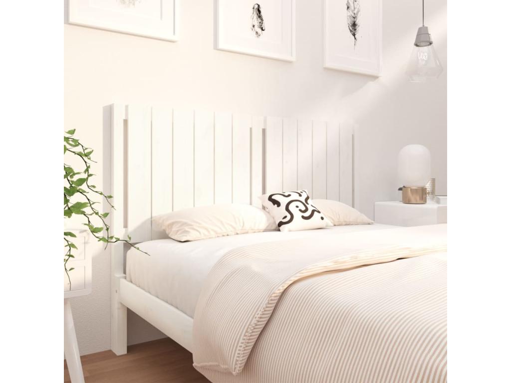 White Headboard 145.5x4x100 Solid Pine Wood YNBU33394