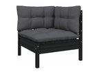 5-piece garden furniture set with cushions, black pine wood, GJRS03281