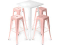 White Table Stool Pack and 4 Bar Stools - Industrial Design - Metal - New Edition - Cosymeub Pale Bistro CQXY03285