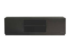 Luxameub TV stand with 2 doors, 180cm wide, in solid black mango wood QLIF45243